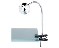 Trio Leuchten Lampada Spot Sfera Altezza 40 Trio 828280106 Baloubet Lampa a Morsetto LED, 1x3.8 Watt, Cromo, 8 cm