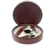 Item INT Astuccio Accessori Vino 4 Pezzi, Marrone, 15x4cm