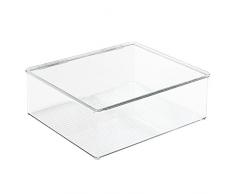 InterDesign 77230EU Scatola Vestiti Armadio con Coperchio Incernierato, Plastica, Trasparente, 15.24x10.8x39.36 cm