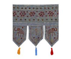 RAJRANG, Decorazione da Appendere per Porta, in Cotone Ricamato, Blu (Blau)