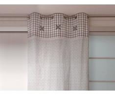 Soleil docre 031689 Tenda ricamata in cotone OSLO grigia con occhielli diSoleil dOcre