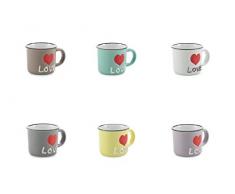 Galileo Casa 2197106 s/6 tazzine Caffe 90ml Love 6 Ass, Multicolor