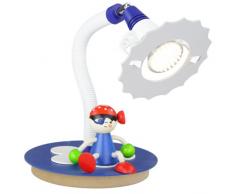 Elobra bambini Lampada da tavolo pirata, incl. LED lampada da tavolo cameretta dei bambini, legno, blu scuro 126110