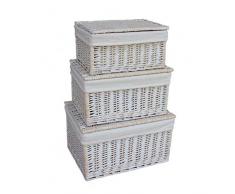 Red Hamper - Cestino in Vimini Foderato in Cotone al Vapore, Misura Media, Colore: Bianco