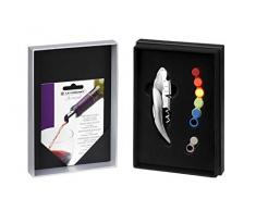 LE CREUSET GS142 Set di Cavatappi Sommelier a Doppia Leva, 5 Salvagoccia, 6 Segnabicchieri, Poliammide, Grigio Lucido