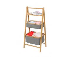 Wenko Regal Bahari con 2Â Cesti klappbares Scaffale, Scaffale per Il Bagno, Biancheria per la casa, bambÃ¹, Marrone, 33Â x 45Â x 99Â cm