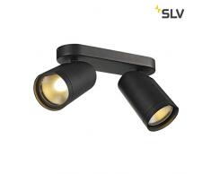 SLV da parete faretti da soffitto faretto Bilas, double, 2 x 15 W, COB LED, 2700 K, 25 Grad, Nero 156430