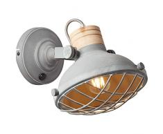 Brilliant Charo - Faretto da parete, in metallo, 25 W, colore: grigio cemento