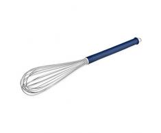 Thermohauser 5000145065 Frusta da Cucina in Acciaio Inossidabile, Lunghezza 50 cm, Manico in plastica Blu e Gancio, con 16 Passanti, PA