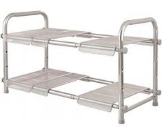 InterDesign Cabrini Organizzatore 2 Livelli con Mensola Espandibile, Metallo, Argento, 38x2x33.5 cm