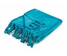 Villa dEste Home Tivoli 2419485 Coperta, Flannel Fleece, Blu, Singolo, 130x160x3 cm