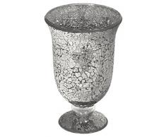 Febland Mosaic Glass Hurricane Vaso, Vetro, Nero, 15Â x 15Â x 24Â cm