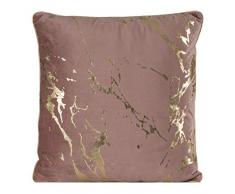 Design91 - Federa per Cuscino, Morbida e Decorativa, per Camera da Letto, Soggiorno, 2 Pezzi, Rosa Scuro + Oro, 45 x 45 cm