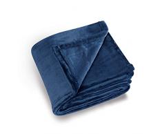 Linder Plaid Morbido, Poliestere, Blu, 130 x 180 cm