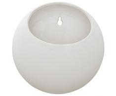 Rivet - Vaso rotondo, da parete, 19,6 cm di altezza, terracotta moderna, bianco