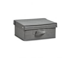 Zeller 14605 contenitore con coperchio, pieghevole, in tessuto non tessuto, tessuto, grigio, 33 x 28 x 15 cm