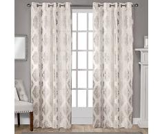 Exclusive Home Tende con Occhielli, per Finestra Tenda Coppia, in Cotone, Colore: Bianco, 108Â x 54Â x 0.2Â cm
