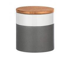 Wenko 54090100 - Scatola portaoggetti Malta con Coperchio in bambù, capacità : 0, 45 l, Ceramica, 10 x 10 x 10 cm, Colore: Grigio/Bianco