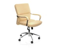 hjh OFFICE 600770 Sedia da ufficio / Sedia presidenziale BRUNELLO 10 similpelle beige, imbottitura morbida, con braccioli, regolabilie in altezza, schienale inclinabile