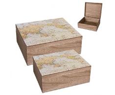 Dcasa Set di 2 scatole in Legno da Viaggio per Decorazioni Festive e Articoli per la casa, Unisex, per Adulti, Multicolore (Multicolore), Unico