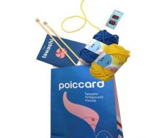 Poiccard Kit Maglia per Realizzare Due Spugne Ecologica tawashi. Kit di Maglia con Istruzioni e 2Â Gomitoli di Fili Blu e Giallo. Ideale per la Decorazione Cucina o Bagno