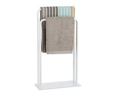 Relaxdays Asciugamani da Terra a Forma di U, 2 Stanghe, Porta Salviette a Base Rettangolare, Piantana da Bagno, Bianco, HxLxP: 81 x 45 x 20 cm