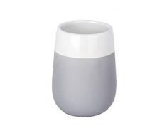 Wenko Malta - Distributore di sapone, ceramica, colore: Grigio, ceramica, Grigio/Bianco, 8.0x8.0x10.5 cm