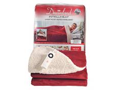 Dreamland Coperta elettrica Intelliheat Fast Heat Up Luxury Velvet riscaldata, 1 Controllo, 6 impostazioni di Calore e Timer, Lavabile in Lavatrice e asciugabile in asciugatrice, Vino, 180 x 135 cm