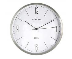 H&H 8367021 Orologio Parete Tondo Alu/Silver 30 Arredo E Decorazioni Casa, Bianco/Argento, 30x30x5 cm