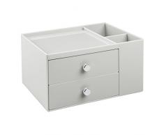 Interdesign Drawers Svuotatasche E Portaoggetti Bagno, 2 Cassetti Porta Trucchi O Porta Merceria E Cancelleria, Organizer Bagno E Ufficio, Plastica Grigio Chiaro