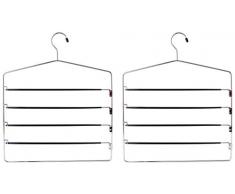 H & L Russel LtdÂ âÂ Set di 4Â Bar Bretelle con 4Â aste Antiscivolo Facile Accesso Altalena per Contenere 4Â Paia di Pantaloni, Taglia Adulto, Cromo, Pezzi