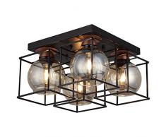Homemania 1435-74-14 Lampada a Soffitto Arne Plafoniera, Nero, Rame in Metallo, Vetro, 37 x 37 x 22 cm