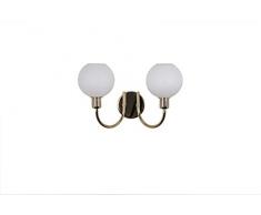 SP Light and Design Diva Parete 2 R, Struttura Oro, Vetro Bianco Lampada 4 W