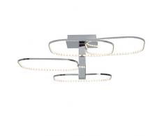 Brilliant Topic LED lampada da soffitto, 1Â X 25Â W LED fisso integrato, 1Â X 2400Â Lumen, 3000Â K Bianco caldo, metallo/acrilico, cromato, 72Â x 72Â x 24Â cm, g94322/15