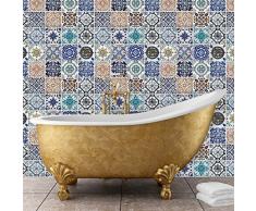 WALPLUS Spagnolo Tiles Home Office DÃ©cor Soggiorno Ristorante CafÃ© Hotel Decorazione Wall Stickers Adesivi Rimovibili Decalcomania Artistica da Parete, Multicolore, 120Â x 120Â cm