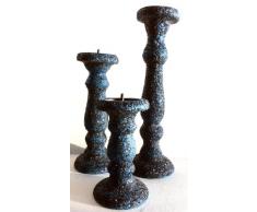 MG DÃCOR - Candelabro con Gemme e Perline di Vetro, Serie da 3, Colore Pavone