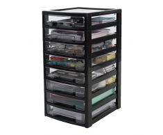 IRIS Ohyama, Scaffale per Ufficio 8 cassetti - Intelligente Chiaro Chest - CSAS-800, di plastica, Nero/Trasparente, 40 L, 32 x 39 x 63