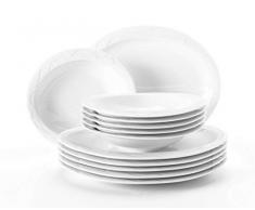 Seltmann Weiden Servizio da tavola 12 Pezzi, per Un Massimo di 6 Persone, Serie Allegro, Include 6 Piatti Fondi, Colore: Bianco, Porcellana Dura, Taglia Unica