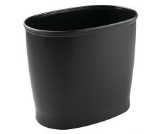 InterDesign Kent Bathware, Cestino Rifiuti Ovale per Bagno, Cucina, Ufficio - Nero