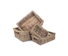 Shallow Kubu Grey Rattan Set di cestini rettangolari 4