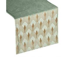 Eurofirany tovaglia Runner da Tavolo in Velluto, Motivo Geometrico, Decorazione da Tavolo, tovaglia, Velvet, Elegante, 1 Pezzo, Menta, 40 x 140 cm