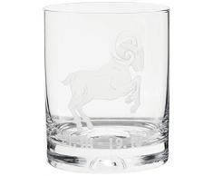 Crystaljulia 05928 - Bicchiere da whisky con incisione Zodiak Widder Crystalite, 250 ml