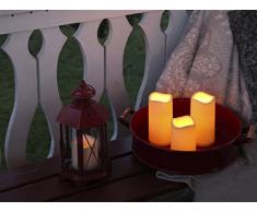 Star - Candela in plastica a LED, Fiamma tremolante, ca. 7,5 x 7,5Â cm, con Timer, Funzionamento a Batteria, Colore LED: Ambra, Contenitore Trasparente per Esterni con.