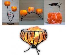 Keraiz Naturale Himalayan Roccia Lampada di Sale Notte Cesto, Fiore, a Ponte, Bruciatore Olio - Arancione, Candle Bridge