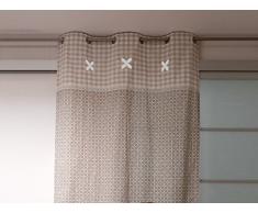 Soleil docre 031690 Tenda ricamata in cotone OSLO tortora con occhielli diSoleil dOcre