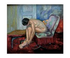 LegendArte Olio su Tela - Quadro su Tela Dipinto a Mano - Dopo Il Bagno, cm. 50x60 - Quadro Moderno Soggiorno