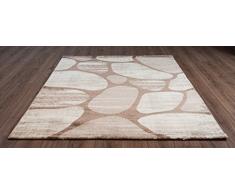 Serdim Rugs Ltd, Tappeto Moderno per Soggiorno con Motivo a ciottoli, Extra Morbido, Altezza del Pelo 11 mm, Colore Beige e Argento (Beige, 80 x 150 cm)