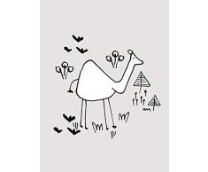 Komar Quadro da Parete Scribble Camel, Poster, Immagine, Soggiorno, Camera da Letto, Decorazione, Stampa Senza Cornice Disponibile in 3 Misure, Nero, Bianco, P104B-30x40