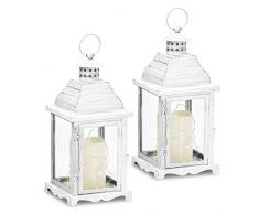 Gartenfreude 9000-1003-02 Lanterna, Metallo, Bianco, 14 x 14 x 30 cm