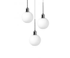 SP Light and Design Diva sospesione Tripla, Struttura Cromo, Vetro Bianco Lampada a Sospensione 4 W